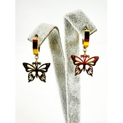 Gold Kelebek Desenli Küpe